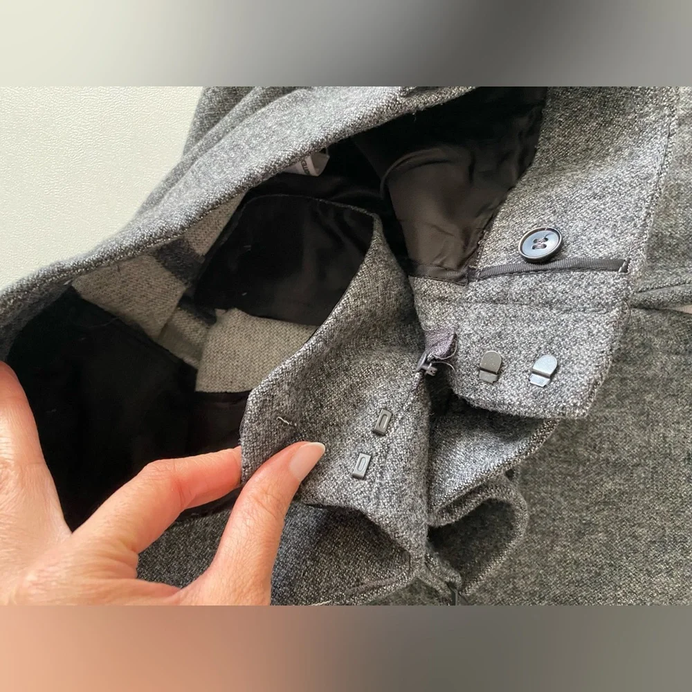 Zara Wool Blend Wide Leg Mid Rise Pants ZW Collection Gray Marl size XS NWT - Picture 16 of 16